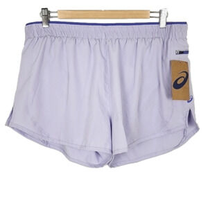 NWT Asics Women's Lavender Lined Running Shorts Back Zip Pocket Large